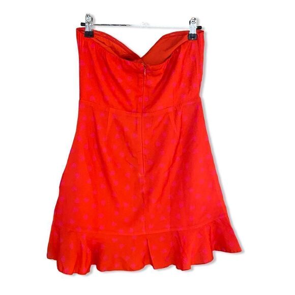 NWT More To Come Marcine Strapless Dress Red mini ruffle heart print Revolve S - Picture 8 of 10